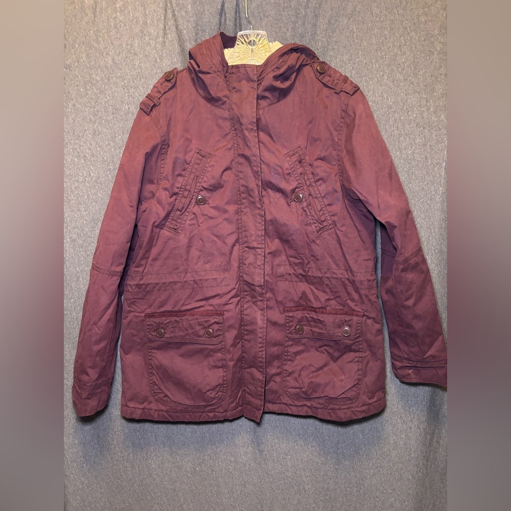 American eagle Winter Jacket  Sz XL Plum Full Zip Coat Sherpa Lined Hood